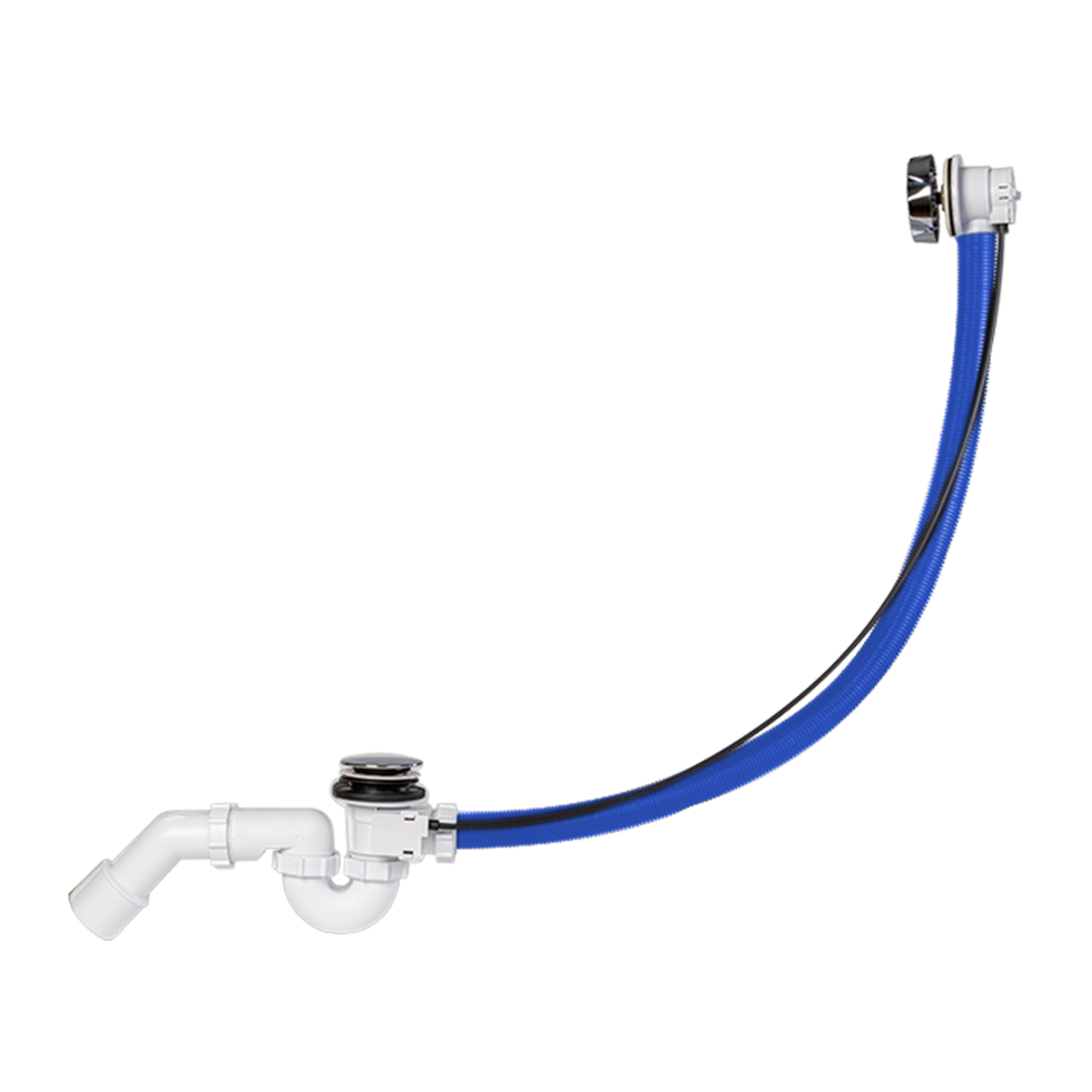 Automated bath trap chrome plated, with 1800 mm long cable with bowden